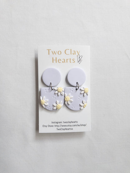 Purple Daisy Detail Earring - Two Clay Hearts