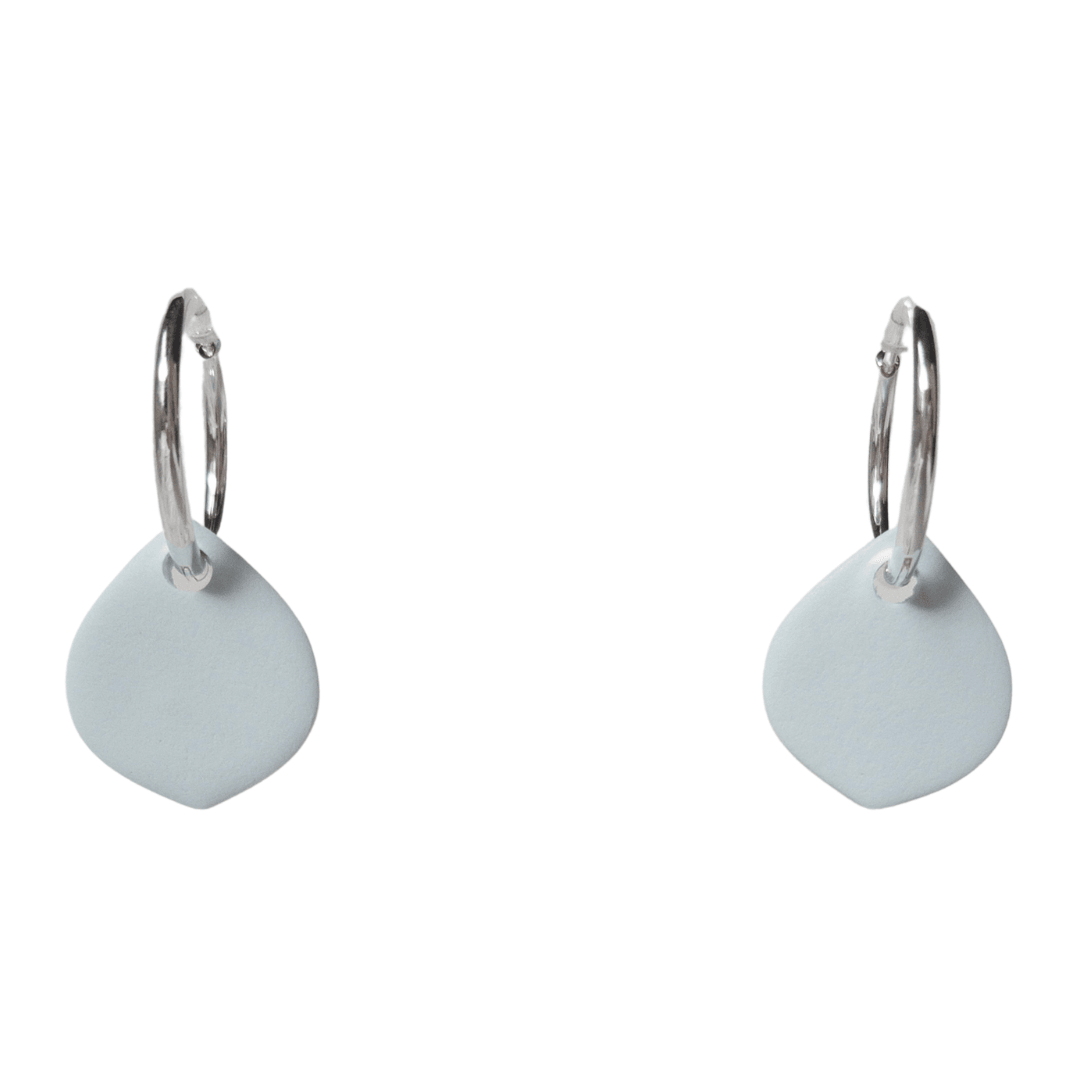 Simple Ice Blue Clay Teardrop Hoops - Two Clay Hearts