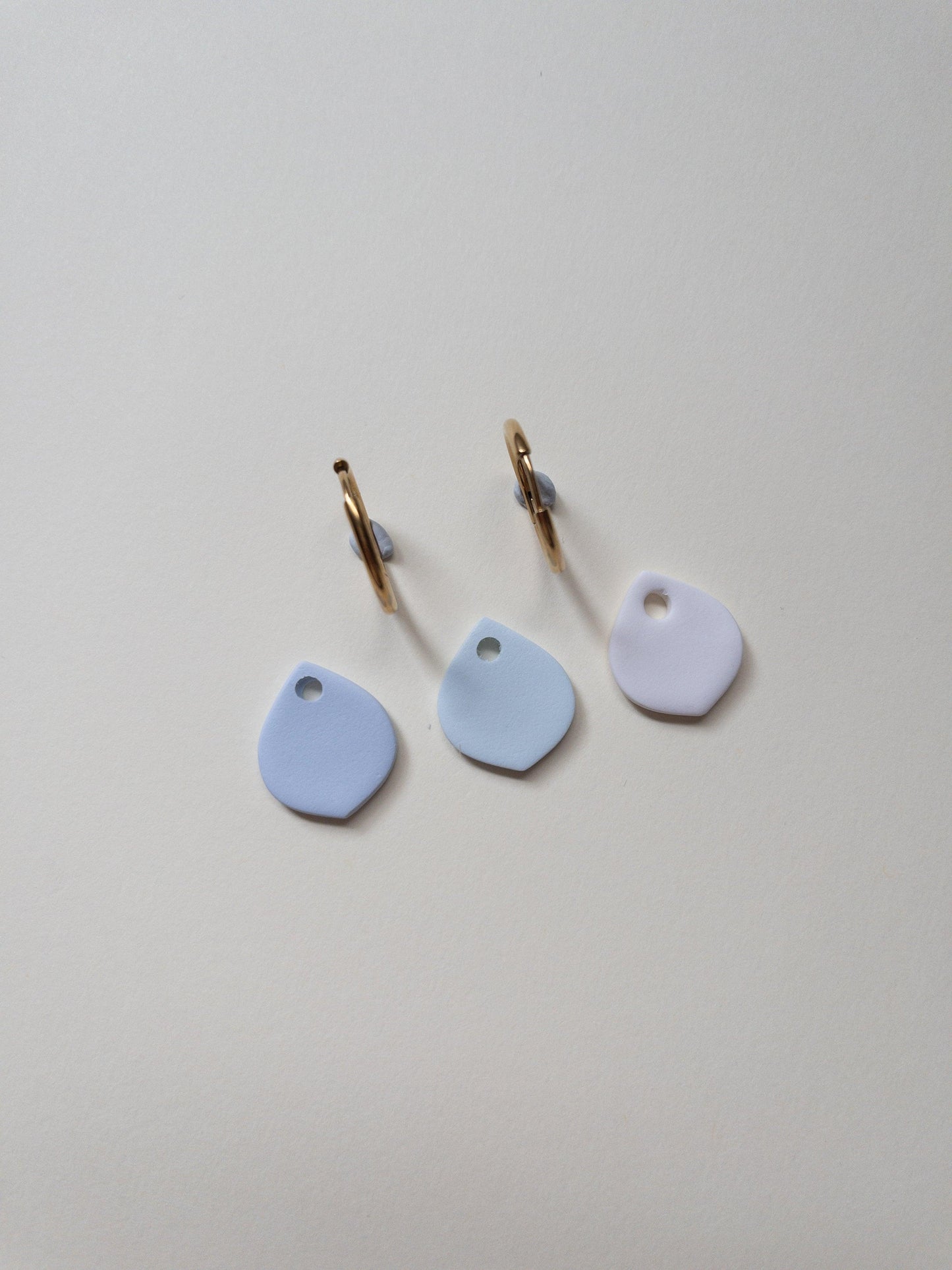 Simple White Clay Teardrop Hoops - Two Clay Hearts