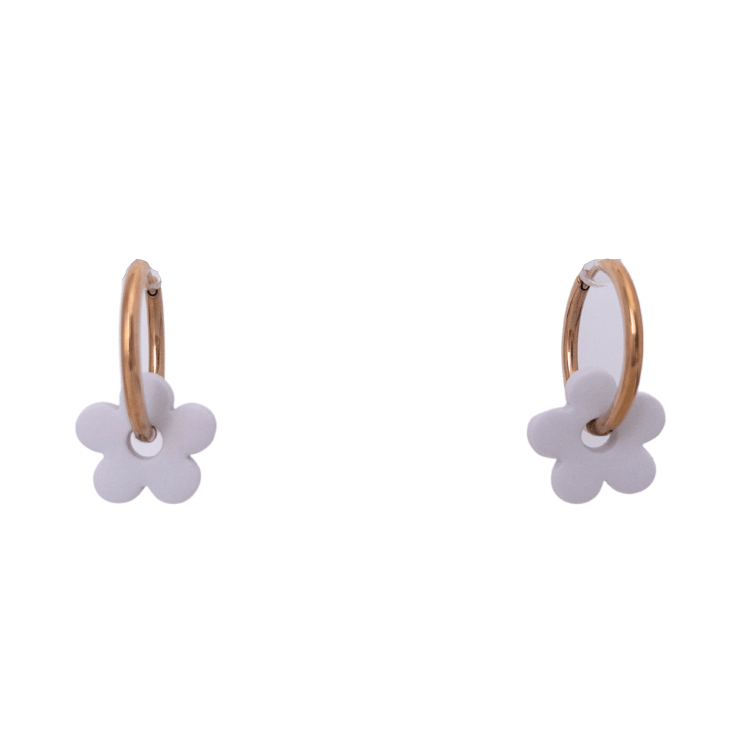 Small Simple Flower Hoop Earrings - Multiple Colours Available - Two Clay Hearts