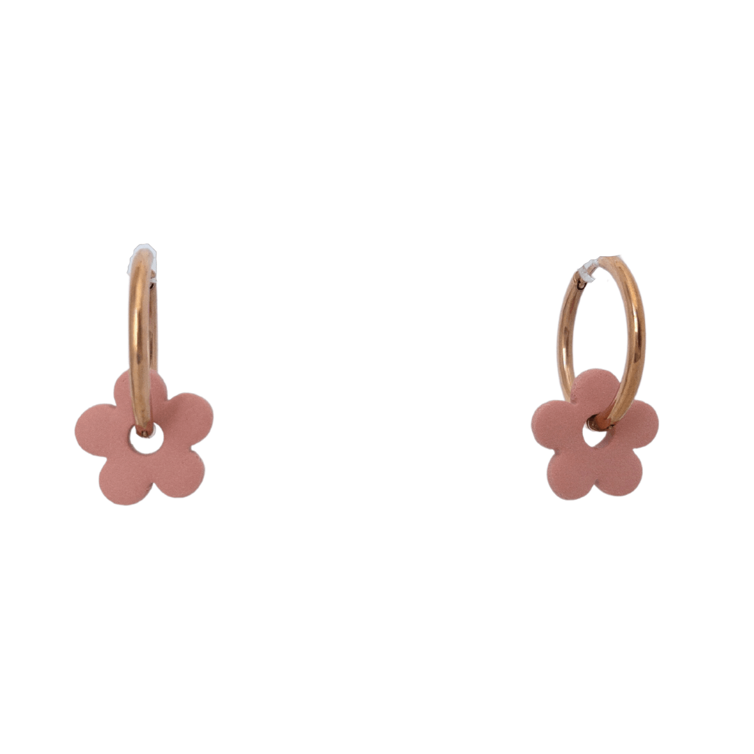 Small Simple Flower Hoop Earrings - Multiple Colours Available - Two Clay Hearts