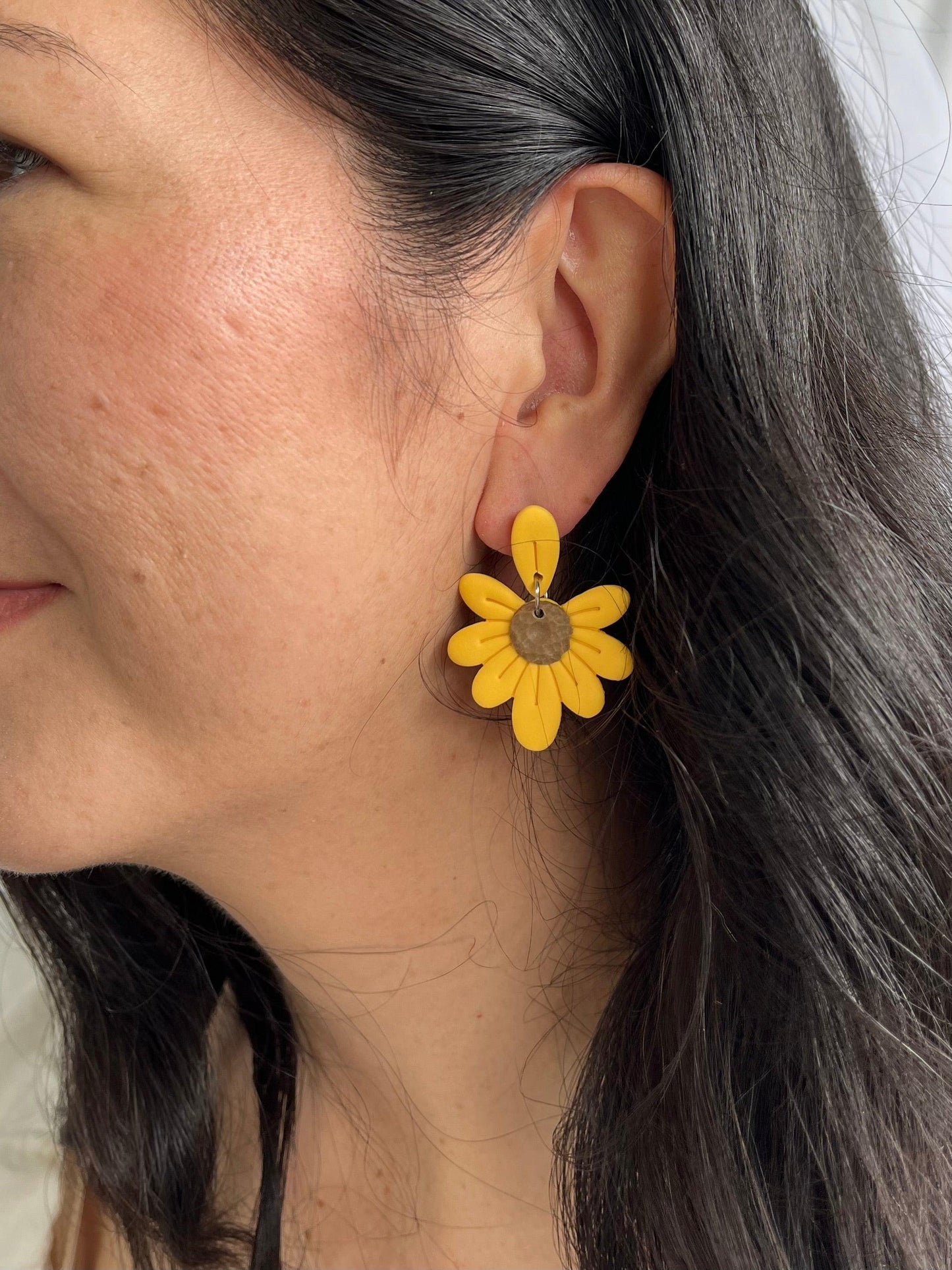 Sunflower Petal Drop Earring - Two Clay Hearts