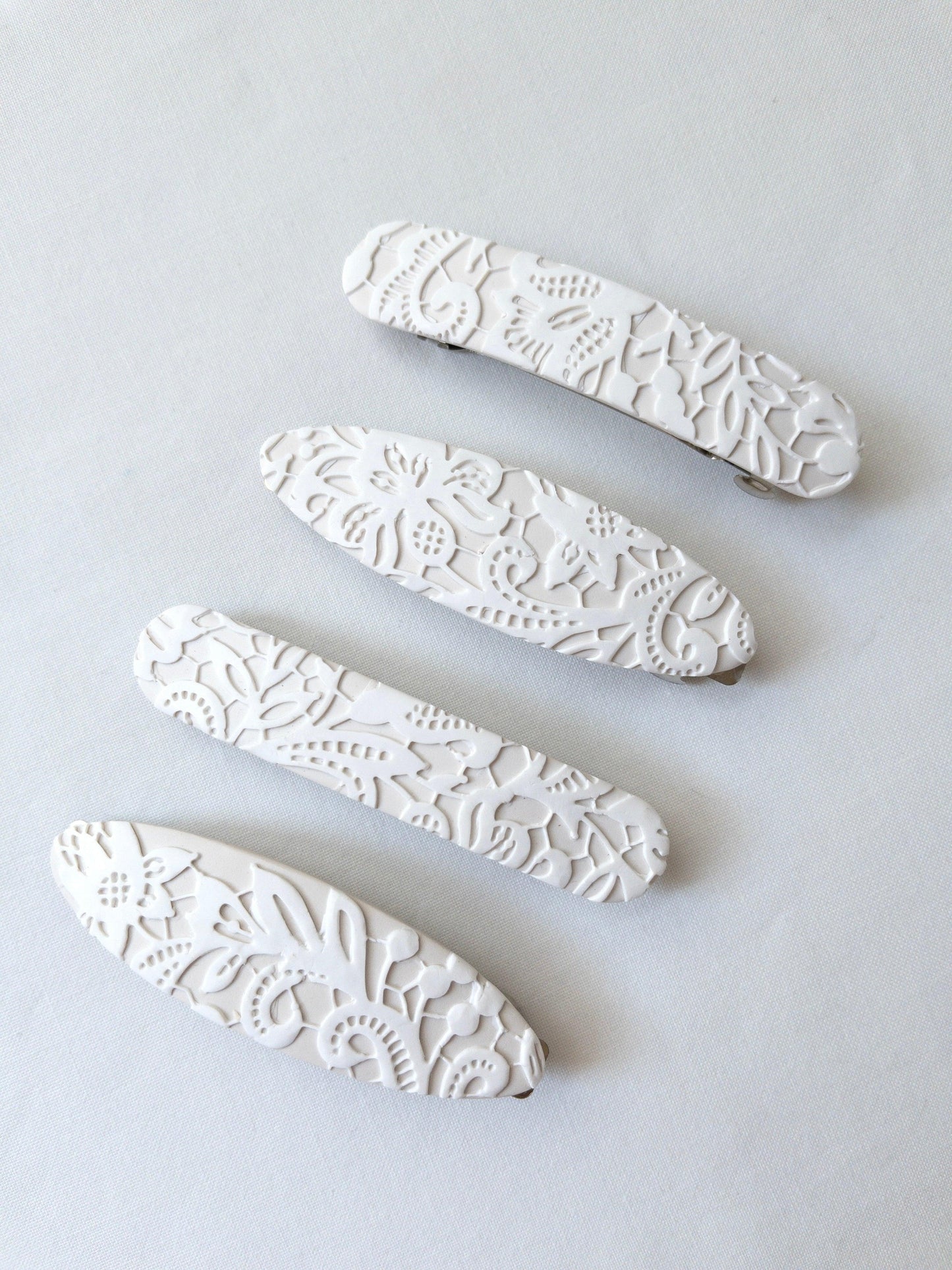 Capsule Lace Hair Barrette - Two Clay Hearts