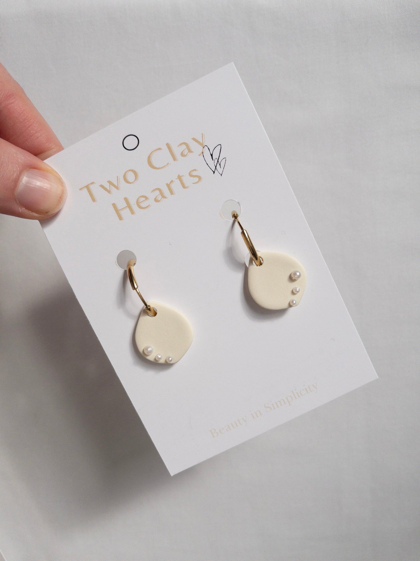 Yellow Clay Teardrop Hoops with Pearl Details - Two Clay Hearts